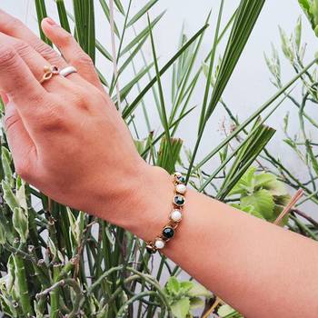 Adjustable size brass golden stone stud  bracelet 1