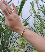 Adjustable size brass golden stone stud  bracelet