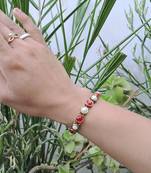 Adjustable size brass golden stone stud  bracelet