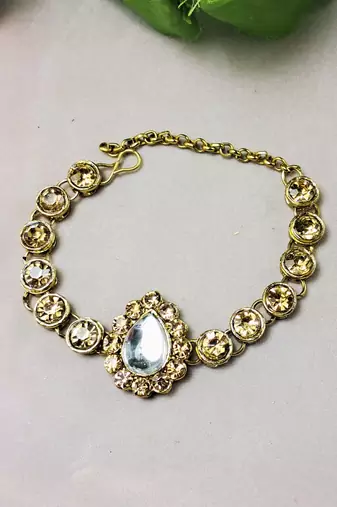 Adjustable size brass golden stone stud  bracelet