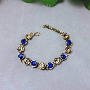 Adjustable size brass golden stone stud  bracelet 2
