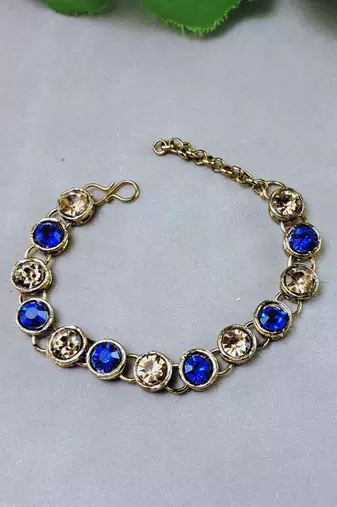 Adjustable size brass golden stone stud  bracelet