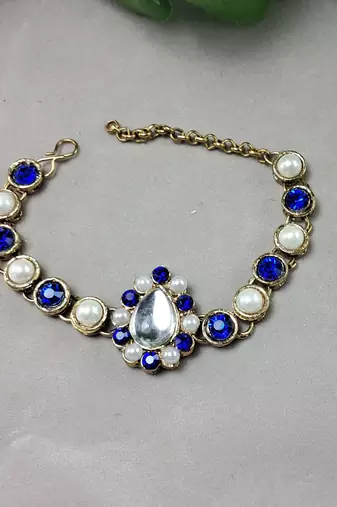 Adjustable size brass golden stone stud  bracelet