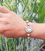 Adjustable size brass white stone stud  bracelet