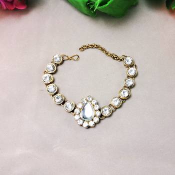 Adjustable size brass white stone stud  bracelet 2
