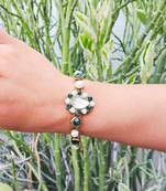 Adjustable size brass golden stone stud  bracelet