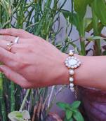 Adjustable size brass golden moti stud bracelet