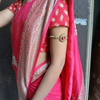 Free size brass golden kunden stud baju band 2