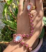 Free size brass golden stone stud hath fool