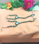 Adjustable size brass green stone stud  hath fool