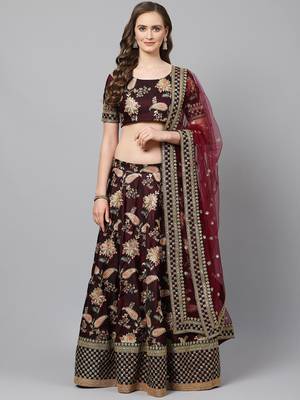 Alluring Purple Colored Bridal Wear Designer Embroidered Lehenga choli 1