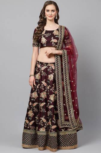 Alluring Purple Colored Bridal Wear Designer Embroidered Lehenga choli