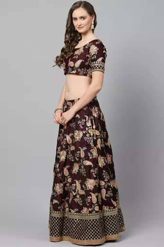 Alluring Purple Colored Bridal Wear Designer Embroidered Lehenga choli