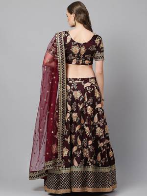 Alluring Purple Colored Bridal Wear Designer Embroidered Lehenga choli 3