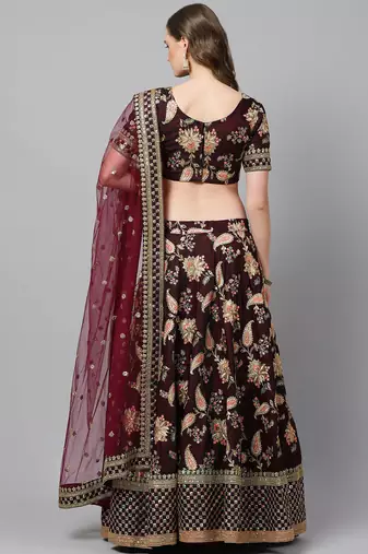 Alluring Purple Colored Bridal Wear Designer Embroidered Lehenga choli
