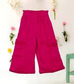 Saka designs pink textured poly cotton regular fit girls pants