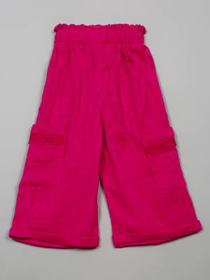 Saka designs pink textured poly cotton regular fit girls pants 2