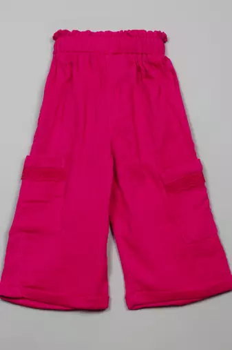 Saka designs pink textured poly cotton regular fit girls pants