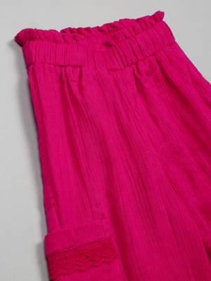 Saka designs pink textured poly cotton regular fit girls pants 3