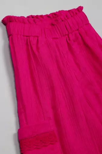 Saka designs pink textured poly cotton regular fit girls pants