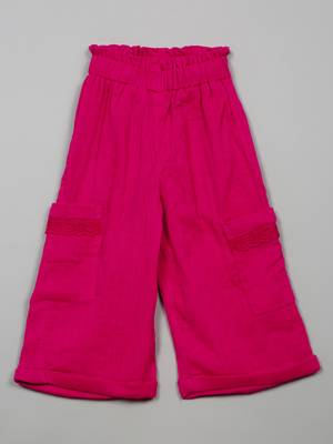 Saka designs pink textured poly cotton regular fit girls pants 4
