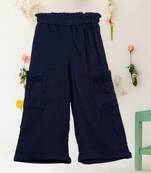 Saka designs blue textured poly cotton regular fit girls pants