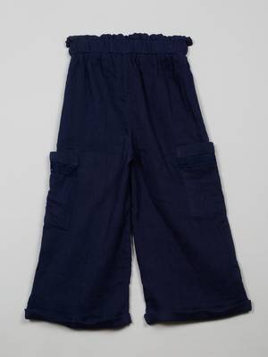 Saka designs blue textured poly cotton regular fit girls pants 2