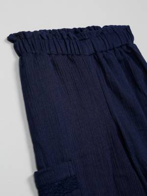 Saka designs blue textured poly cotton regular fit girls pants 4