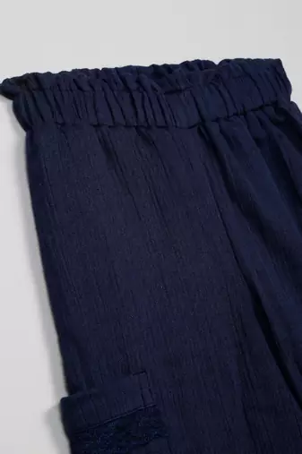 Saka designs blue textured poly cotton regular fit girls pants