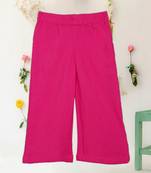 Saka designs pink textured poly cotton regular fit girls pants