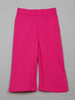 Saka designs pink textured poly cotton regular fit girls pants 2