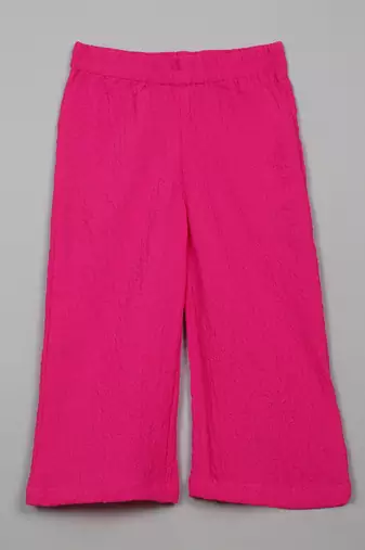 Saka designs pink textured poly cotton regular fit girls pants