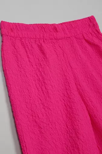 Saka designs pink textured poly cotton regular fit girls pants