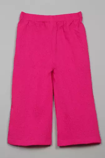 Saka designs pink textured poly cotton regular fit girls pants