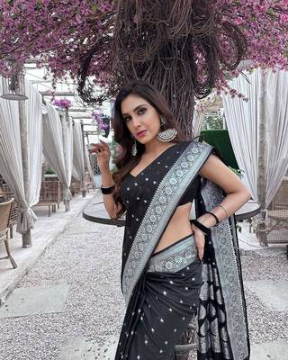 Black silk blend sarees with blouse 1