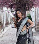Black silk blend sarees with blouse