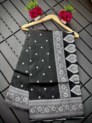 Black silk blend sarees with blouse 5
