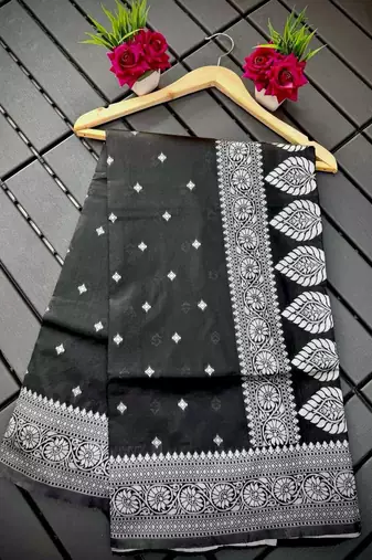 Black silk blend sarees with blouse