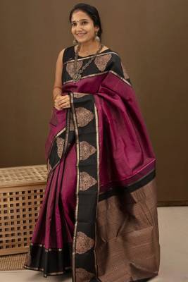 Purple Faux Banarasi Silk Traditional Saree 1