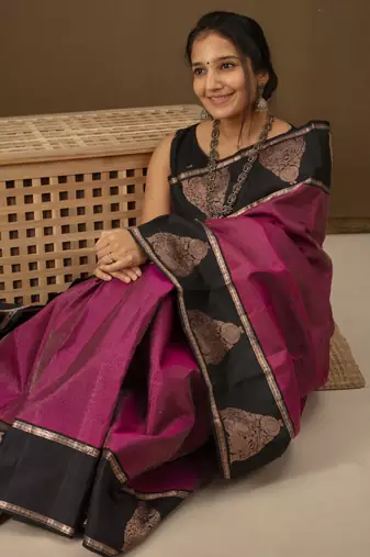 Purple Faux Banarasi Silk Traditional Saree