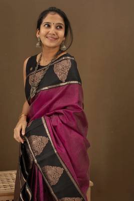 Purple Faux Banarasi Silk Traditional Saree 4
