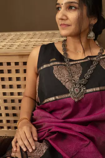 Purple Faux Banarasi Silk Traditional Saree