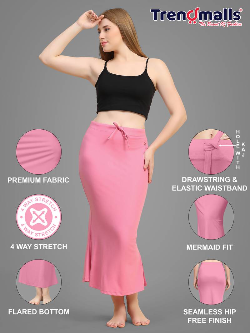 Women's Plain Nylon Petticoat Skirts Saree Silhouette Shape Wear set of 2