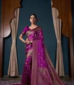 Wine Zari Woven Banarasi Satin Silk Saree
