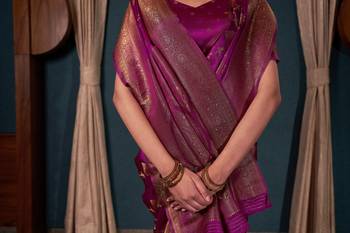 Wine Zari Woven Banarasi Satin Silk Saree 5
