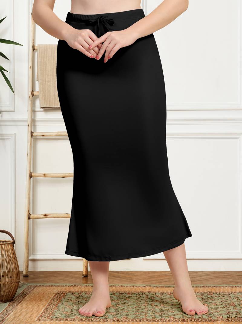 Women's Plain Nylon Petticoat Skirts Saree Silhouette Shape Wear set of 2