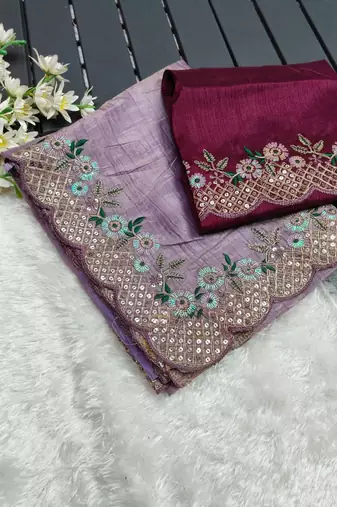 Lavender gold crush embroidery & sequence work with all over butta and amazing arc cutting