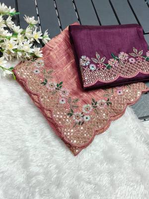 Onion pink gold crush embroidery & sequence work with all over butta and amazing arc cutting 5