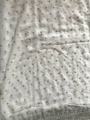 White Georgette Silver Zari With Embroidery And Stone Work  5