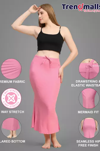 Plain Nylon Soft Petticoat Skirts Saree Silhouette Shape Wear set of 2